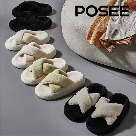 POSEE Fuzzy Plush House Slippers - Picture 6 of 14